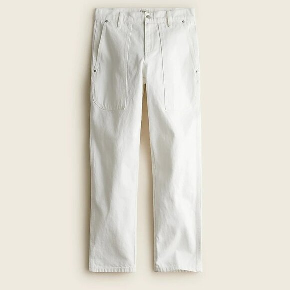 J. Crew Petite high rise patch pocket straight leg jeans white BA682 27 P27 - Picture 2 of 5